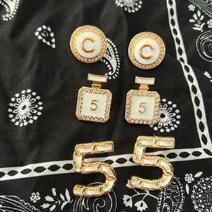 Set of Three Chanel earrings